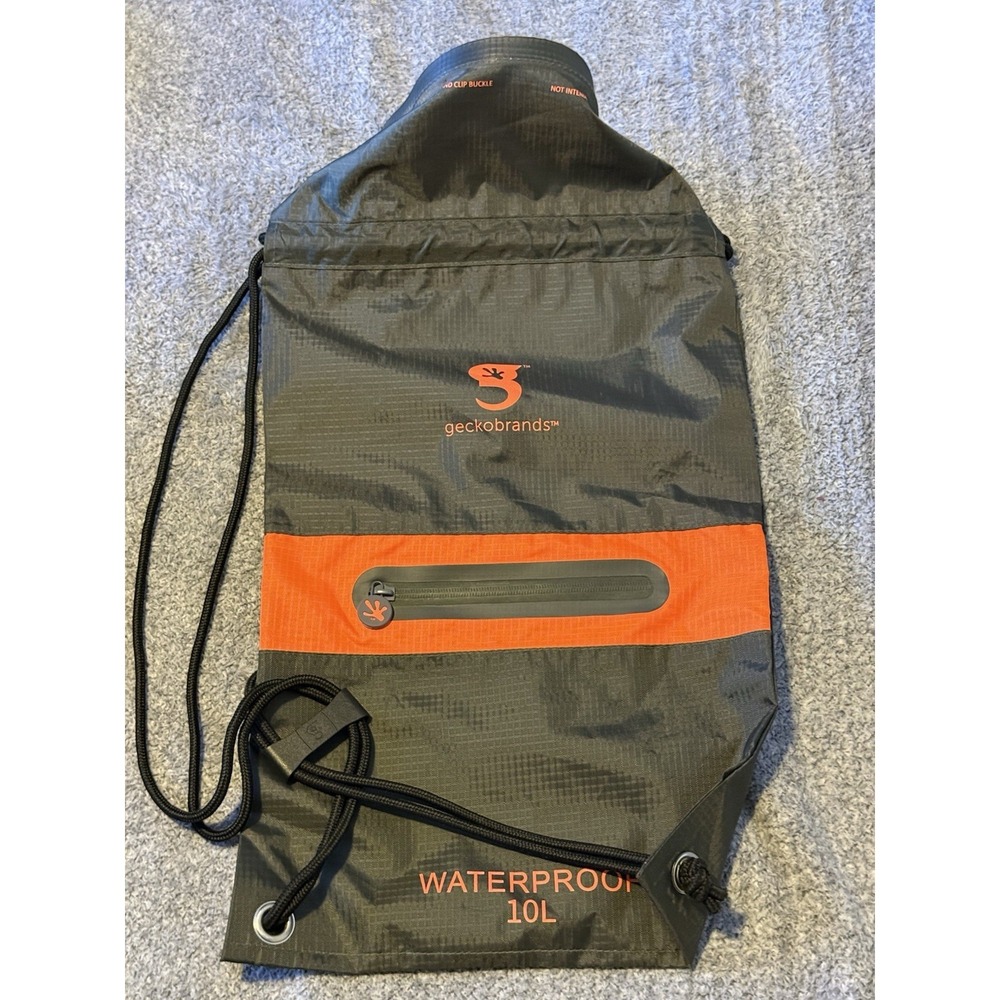 Geckobrands 10L Waterproof Dry Bag Gray Orange Outdoors Hiking Sports NWOT